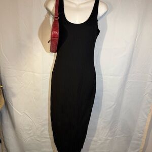 Heart & Hips Black Ribbed Bodycon Midi Dress